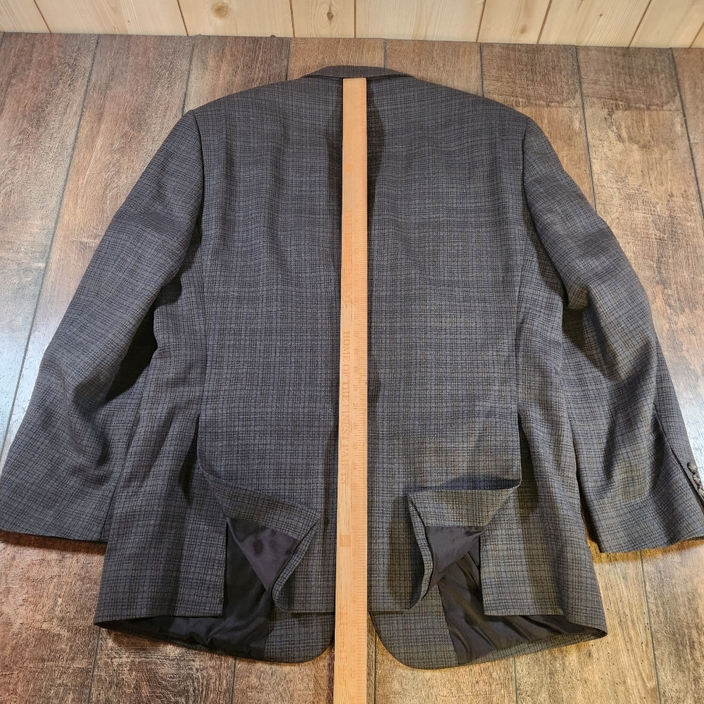 Jos. A. Bank Blazer Mens 44R Gray Glen Check Plaid 100% Wool Sport Coat Jacket - Picture 8 of 9